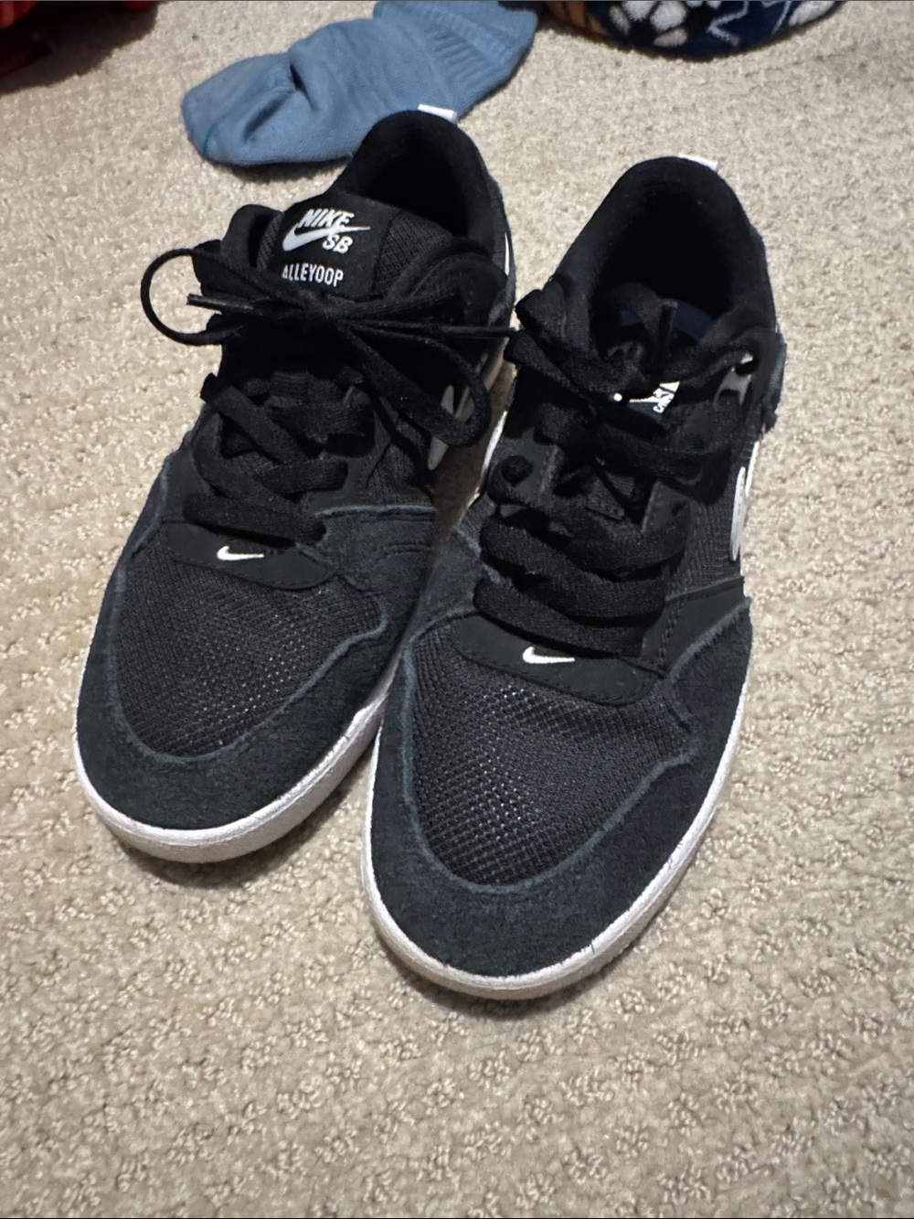 Nike boys Black and White Skate Sneakers - SB Alleyoop Style